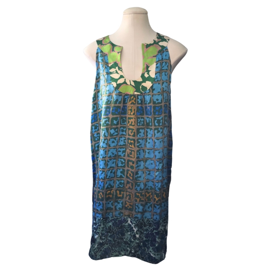 Calypso St. Barth 100% Silk Patterned Sleeveless Tank Dress Size Medium